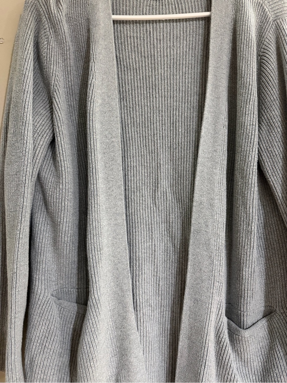 Old Navy Light Gray Ribbed Open-Front Cardigan - Picture 2 of 3